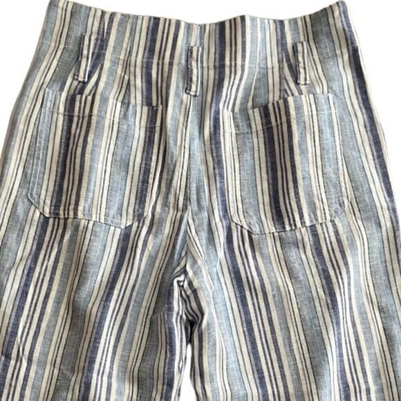 GAP Linen /rayon blend white& blue striped wide leg pants size 6. - Picture 4 of 6